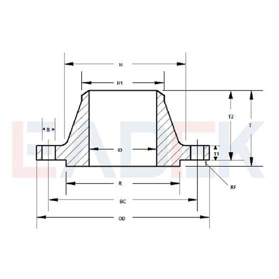 ASME B16.5 Weld Neck Flange drawing
